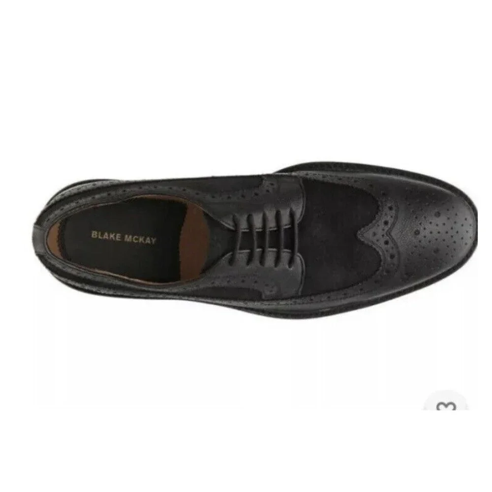 New Blake Mckay pierce wingtip oxford dress shoes black sz 8 11.5 Leather